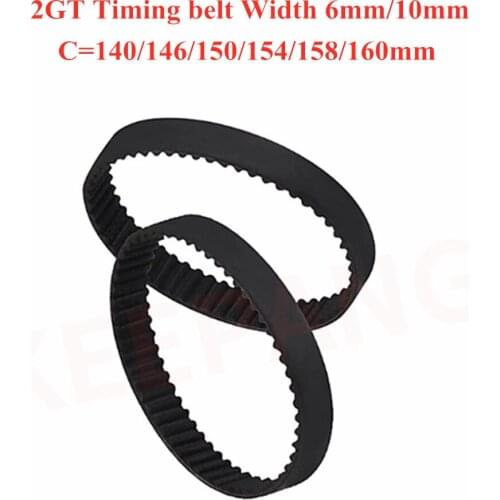 2GT-140/146/150/154/158/160 GT2 Timing Belt Width=6/10mm 2GT Closed-Loop Synchronous Belt 140-GT2 146-2GT 154-2GT 158-2GT