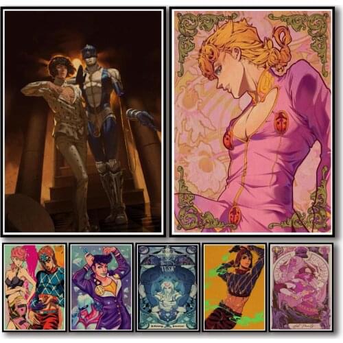 50 Designs JoJos Bizarre Adventure Kraftpaper Poster HomeDecal Painting Wall Sticker for Coffee House Bar A3 1