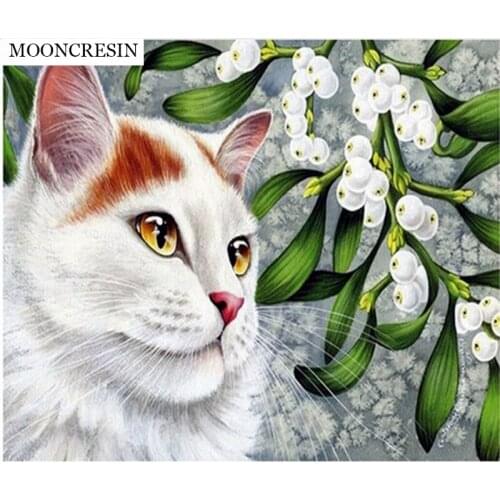 5D Diamond Painting Animal Cat Diamond Mosaic Embroidery Cross Stitch Flower Pattern Kits For Painting Picture Rhinestones Decor