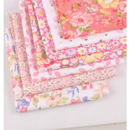 7Pcs/set Pink Floral Cotton Fabric For Apparel Sewing DIY Quilting Fat Quarter Textile Clothing Patchwork Fabric 25x25cm C2126