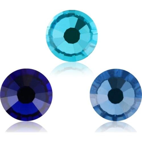 Aquamarine swa elements Glitter Crystals SS20 ss34 Glass Non HotFix Rhinestones Flatback Elements Design diy Clothing