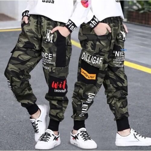 Sports Boys Girls Pants Harem cargo Pants Camouflage Trousers Boys Girls Spring Autumn Kids Boy Sweatpants 6 8 10 12 14 Years