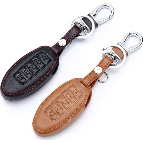 1pc for Nissan Teana X-Trail Murano March Geniss Qashqai Livina Sylphy Sunny Juke Almera Leather Car Key Cover Keychain Case