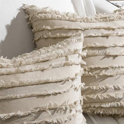 Cushion Cover Floral Tassels Pillowcase Solid Color Throw Pillows Room Pillow Cover Home Decoration For Sofa Chair Bed 45x45