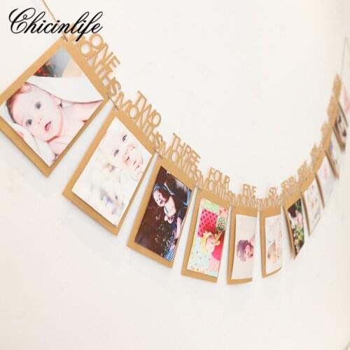 Chicinlife 1set 1-12 months photo First Birthday banner Baby shower Garland happy birthday Banner Party Photo Booth Props decor