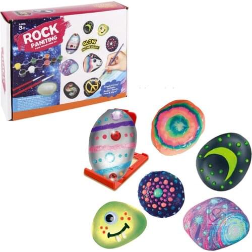 Kids Stones Painting Set DIY Craft toys Rock Drawing set Educational toys baby handicrafts Funny Interactive Art Toys home Decor