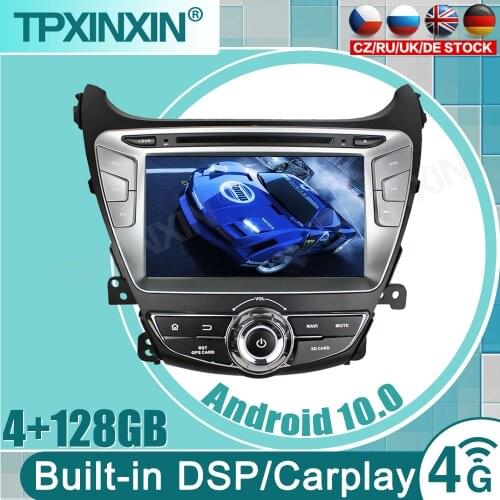 For Hyundai Elantra 2014-2015 Android 10 Carplay 4+128G IPS Screen Car GPS Navigation Radio Tape Recorder Multimedia Player DSP