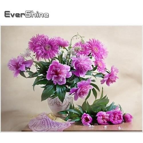 EverShine Flowers Paint With Diamonds DIY Diamond Embroidery Full Display Sale Diamond Mosaic Picture Of Rhinestones Home Decor