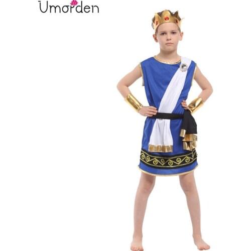 Umorden Carnival Halloween Costumes for Boy Kids King God of Zeus Costume Child Fancy Cosplay Clothing Dress Set