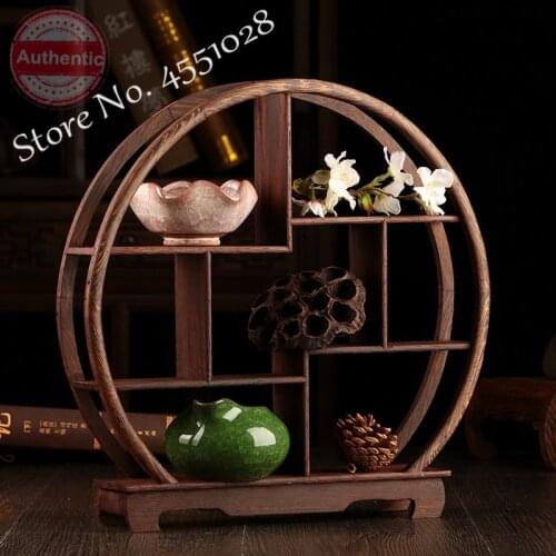 Chinese Bogut Frame Solid Wood Teapot Tea Set Rack Small Chicken Wing Wood Display Stand Home Decorative Shelves