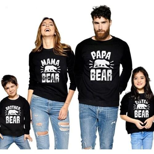 Family Matching Outfits Winter Christmas Cartoon White Bear Letter Print Sweater T Shirt Father Mother Kid Boy Girl Home Clothes