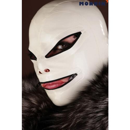 MONNIK latex100% Latex Rubber Hood 0.8mm Mask Suit Hoodie Halloween Costume Latex mask