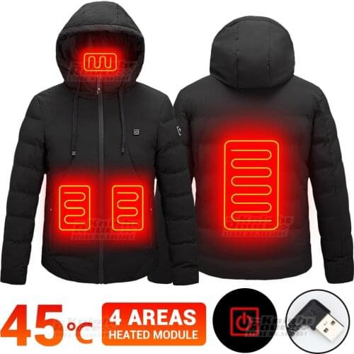 Men Winter Heated Jackets USB Electric Heated Vest Motorcycle Jacket Warm Hiking Hunting Clothing Outerwear Ski Down Jacket