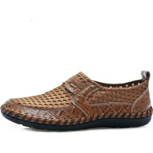 2021 Spring Autumn New Concise Style Leather Casual Shoes for Man Breathable Rubber Shallow Casual Loafers Waterproof for Daily