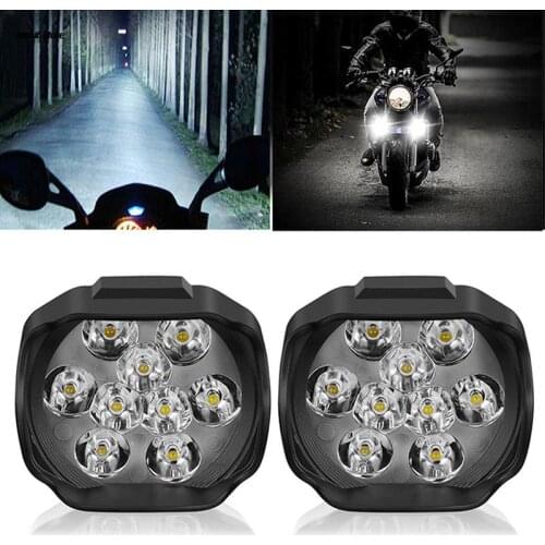 Motorcycle Headlight 9 LED 6W DC12V Super Bright Fog Spot White Work Light Internal Drive For Motorcycles Electric Bicycles