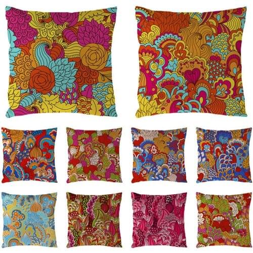 Flower Cotton Linen Throw Pillow Case Cushion Cover Home Decor Decorative Pillows For Sofa Seat Cushion 45x45cm Home Decor 1560