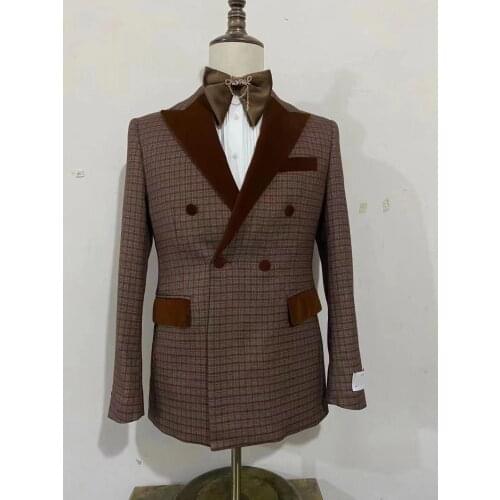 ANNIEBRITNEY 2021 New Fashion Houndstooth Classic Quality Western-style body suit mens wedding dress Business Casual plaid suit