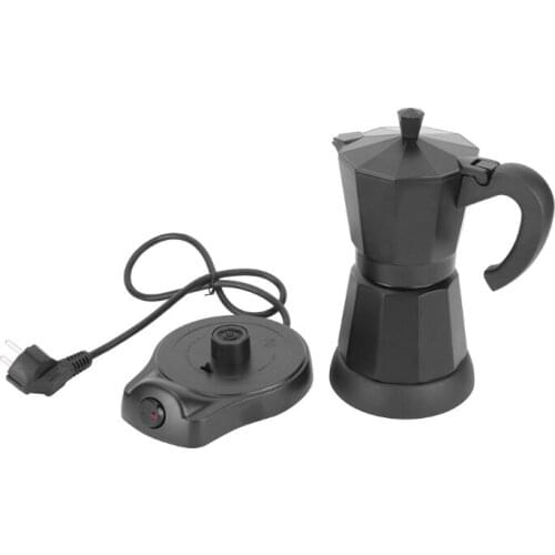 New aluminum electric moka pot coffee maker home fast and convenient European plug black coffee pot