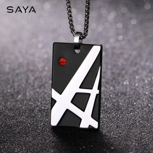 Necklace Men, Pendant Trendy Personality, European and American Street Pendant, Hip-Hop Simple Student Jewelry Tag, Engraving