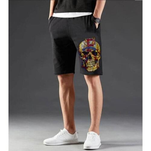 Nice design Plus Size 2XL 2021 Rhinestones short pants Men Brand Short Fashion Man Streetwear Slim Cotton shorts