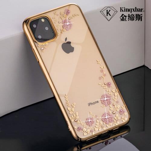Kingxbar Bling Plating Diamond Phone Case For iPhone 11/11 Pro/11 Pro Max Transparent Crystal Shockproof Luxury Back Hard Cover