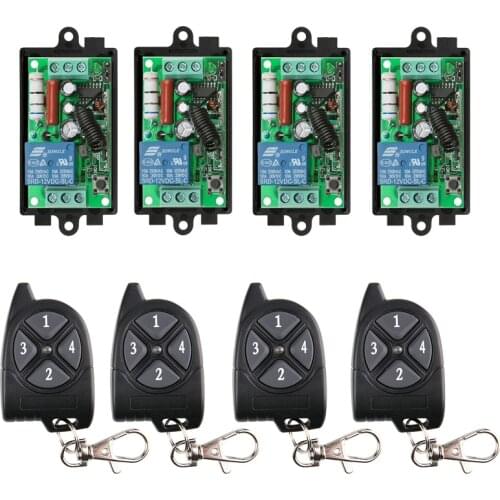 433 MHz AC 220 V 1CH Wireless RF Remote Control Light Switch 10A Relay Output Radio Receiver Module+1 2 3 4 Transmitter