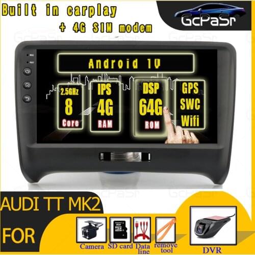 4G+64G Android 10 Radio Multimedia Player For Audi TT MK2 8J 2006 2007 2008 2009 2010 2011 2012 Autoradio GPS Navigation DSP IPS