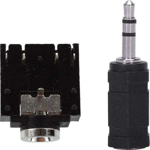 Retail 10Pcs Dip Pcb Mount 5 Pins 3.5Mm Socket Headphone Stereo Audio Jack & 1Pcs 2.5Mm Stereo Female To 3.5Mm Stereo Male Plug