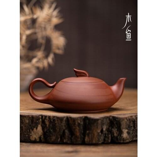 Famous artist Wu Jianhui Danfeng Chaoyang hand-held red clay pot pure handmade purple clay teapot Chinese KungFu tea pot