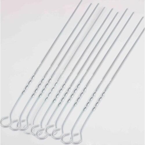 10pcs 40cm Reusable Flat Stainless Steel Barbecue Skewers BBQ Roasting Needle Stick Meat Brazier Camping Picnic Cooking Tools