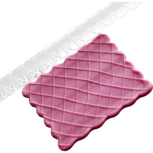 Rolling Pin Fondant Cake Decorating Roller Impression Pattern Roller diamond check Designed Rolling Pin Gift