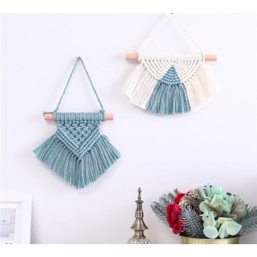 Nordic Handmade Woven Macrame Bohemian Semicircular Wall Hanging Tapestry with Tassels for Kids Room Nursery Bedroom Baby Shower