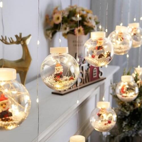 LED Ball Garland Curtain Festoon String Light Christmas Decoration Fairy Lights for Holiday New Year Room Decor Christmas Lights