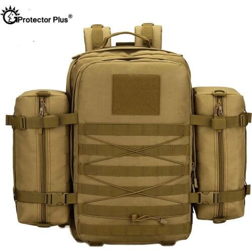 PROTECTOR PLUS 45L Tactical Military Backpack Outdoor Waterproof Molle Rucksack Travel Hiking Camping Climbing Sport Large Bag