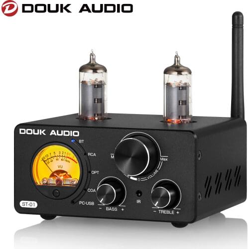 Douk Audio HiFi Bluetooth 5.0 Vacuum Tube Amplifier USB DAC Stereo Receiver COAX/OPT Home Audio Digital Amp w/VU Meter 100W+100W