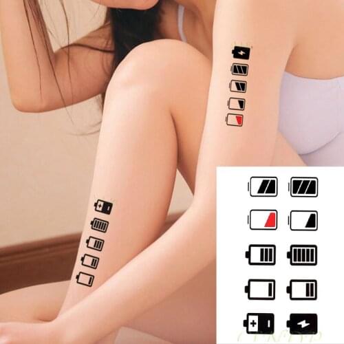 Waterproof Temporary Tattoo Sticker battery power supply mark Fake Tatto Flash Tatoo Body Art tattoos for Girl Women Men kid