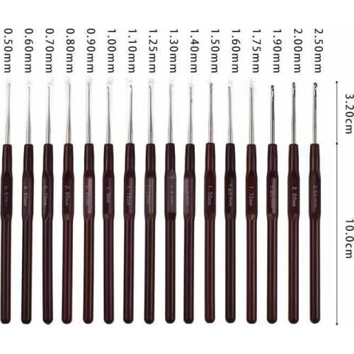 Total 16 pcs,size from 0.5 to 2.5 mm, Crochet Hook,Handy hook for Crochet,Crochet Needles,Lace Crochet Hook