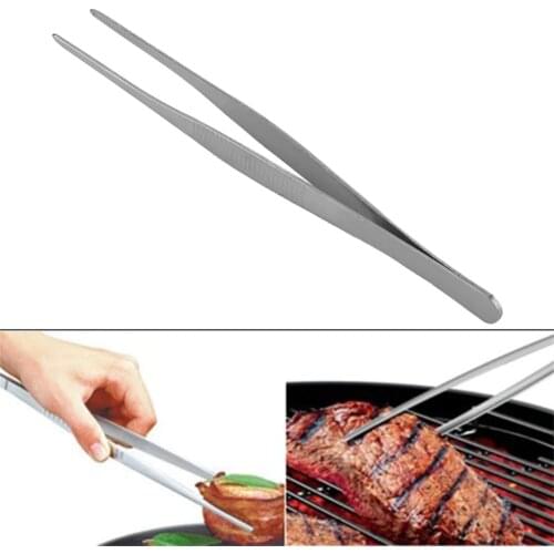 1pcs Stainless Steel Barbecue Tongs Food Clip Kitchen Gadgets Forceps Tweezers Straight Roasting Clamp Medical Purposes BBQ Tool