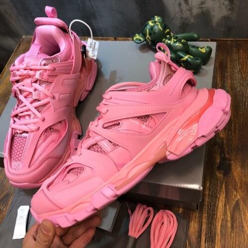 2020 Women Shoes Platform Sneakers Pink Ins Hot Luxury Brand Design Casual Lace Up Sneakers Women Genuine Leather Scarpe Donna