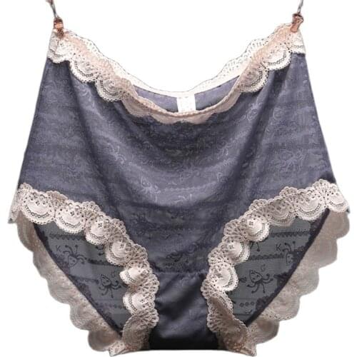 Women Sexy Underwear Large Sizes New hips abdomen mesh Lace Ruffles Transparent lady Cute Panties Female High Waist Briefs 190kg