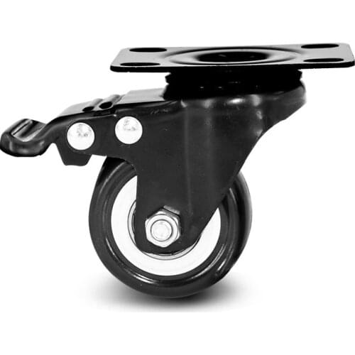 1.5 Inch Dia Heavy Duty 200KG Black Polyurethane Swivel Castor Wheels Trolley Furniture Caster Pack of 4