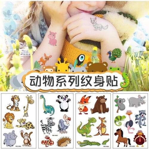 10pcs Tattoo Stickers for Kids Jungle Zoo Animal Body Art Waterproof Temporary Tattoos for Boys Girls Birthday Gift