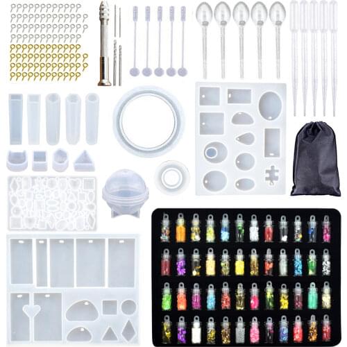 184 Pieces Silicone Mold Mix Stick Dropper Clasp DIY Jewelry Making Accessories Tools Molds Geometric Epoxy Resin Combinat