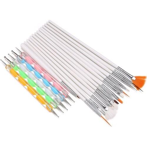20pcs nail art UV gel brushes with dotting pen for manicure tools set brushes Draw Paint Design kit