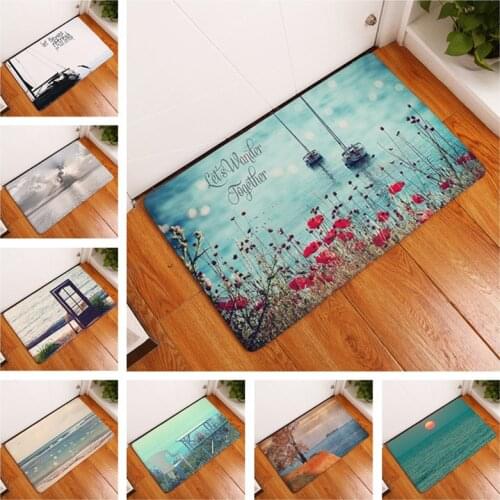 Landscape Children Room Floor Mat Absorbent Flannel Carpet Bathroom Toilet Corridor Doormat Non-Slip Bottom Rug for Hallway
