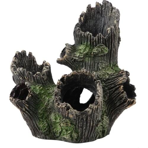 Aquarium Artificial Resin Tree Trunk Driftwood Decor Ornaments Cave Shelter For Landscape Fish Tank Supplies For Fish Shrimp