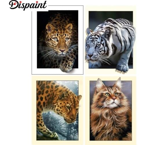 Dispaint 5D Diamond "Animal tiger leopard" Diamond Embroidery Full Round/ Square Diy Diamond Painting Cross Stitch Home Decor