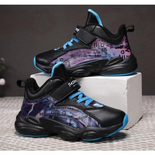 Winter Thick Soft Sole Boys Basketball Shoes Non-slip Kids Outdoor Sport Shoes Children Rubber Gym Shoes