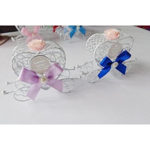 Free DHL/FEDEX 200pcs/lot WHITE wedding chocolate box , iron carriage baby shower sweet boxes , Candy box wedding favors