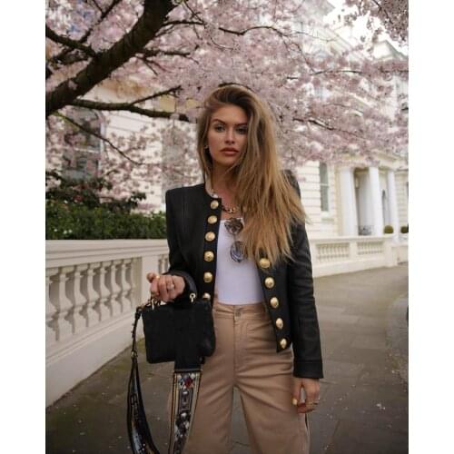 Women Buttons Blazers Long Sleeve Biker Casual Short Coat Top Ladies Autumn Winter Streetwear Fashion Female Outwear New